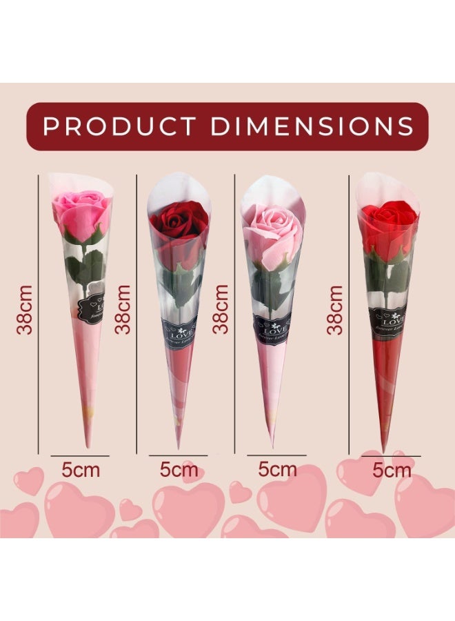 Home Smart Artificial Rose Flower Set – 4 Pcs Assorted Colors Silk Roses for Home Décor, Wedding, Valentine’s Day, Birthday Gifts, and Special Occasions - Image 2